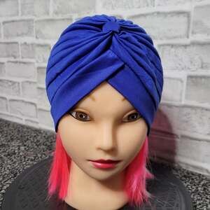 Royal Blue Vintage Inspired Turban Hat, OSFM